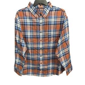 IZOD Stratton Flannel 2XL Shirt Men Ginger Bread Blue Rust Brown Plaid Wicking